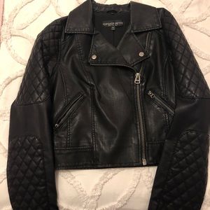 Petite Leather Biker Jacket